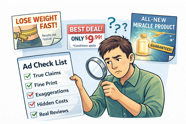 광고 문구 체크리스트를 기준으로 판단하는 소비자 모습