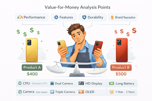 가격 대비 성능이 갈리는 포인트를 분석하며 두 제품을 비교하는 소비자 상황